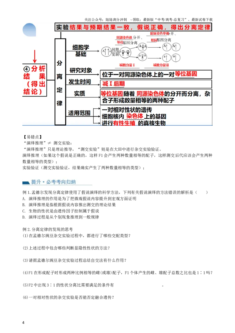 《第16讲基因的分离定律（讲义）（学生版）_06-生物-高考总复习_一轮复习_2024年_2024年高考生物一轮复习讲练测(课件+讲义+练习)（新高考）_讲义+练习》第4页预览