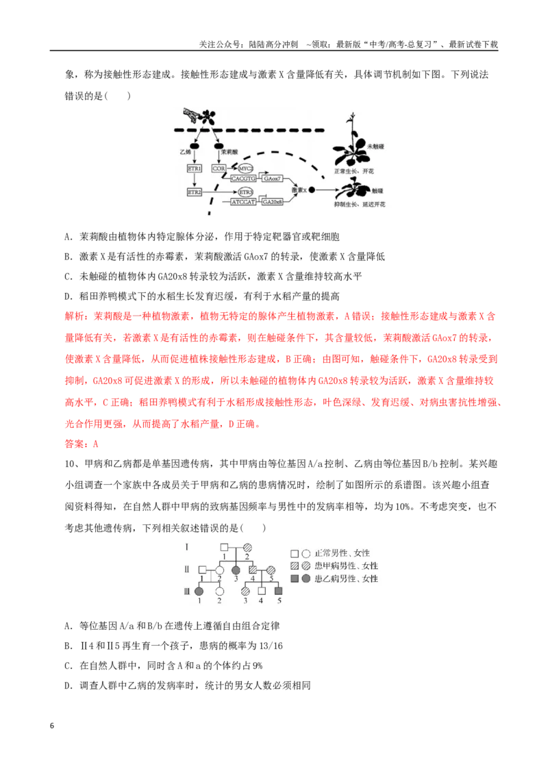 《生物（湖北卷）（全解全析）_06-生物-高考总复习_专项复习_2025年_2025年高考第一二三次模拟卷（多地区）生物_2025年高考生物第三次模拟考试21套_生物（湖北卷）》第6页预览