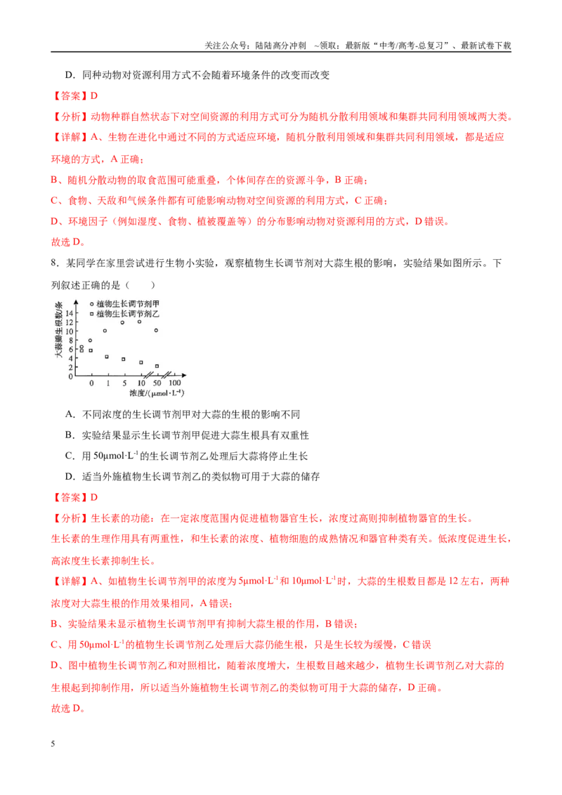 《模拟卷01（云南专用）（解析版）_06-生物-高考总复习_专项复习_2025年_2025年高考生物模拟卷（新高考八省专用）8套》第5页预览