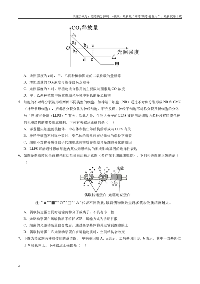 《生物（甘肃卷02）（考试版）_06-生物-高考总复习_专项复习_2025年_2025年高考押题预测卷（多地区）生物》第2页预览