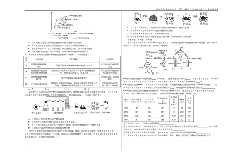 《生物（甘肃卷）（考试版A3）_06-生物-高考总复习_专项复习_2025年_2025年高考第一二三次模拟卷（多地区）生物_2025年高考生物第三次模拟考试21套_生物（甘肃卷）》第3页预览