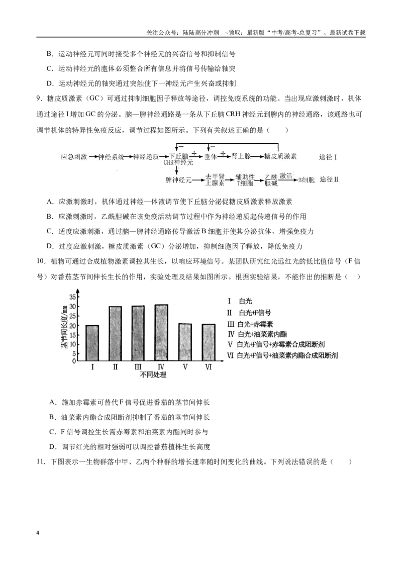 《生物（江苏卷02）（考试版）_06-生物-高考总复习_专项复习_2025年_2025年高考第一二三次模拟卷（多地区）生物_2025年高考生物第三次模拟考试21套_生物（江苏卷02）》第4页预览
