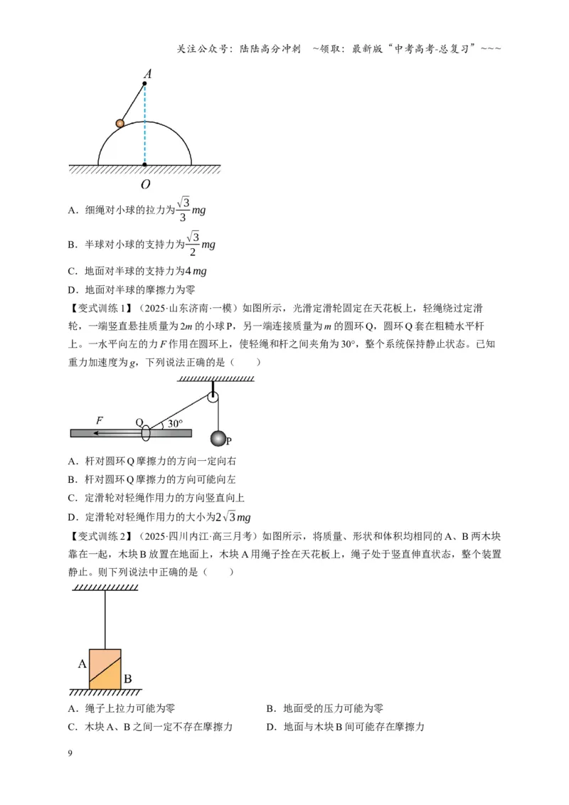 《第07讲共点力的平衡（复习讲义）（四川专用）（学生版）_04-物理-高考总复习_一轮复习_2026年-物理高考一轮复习_2026年高考物理一轮课件+讲义+练习（四川专用）-G335》第9页预览