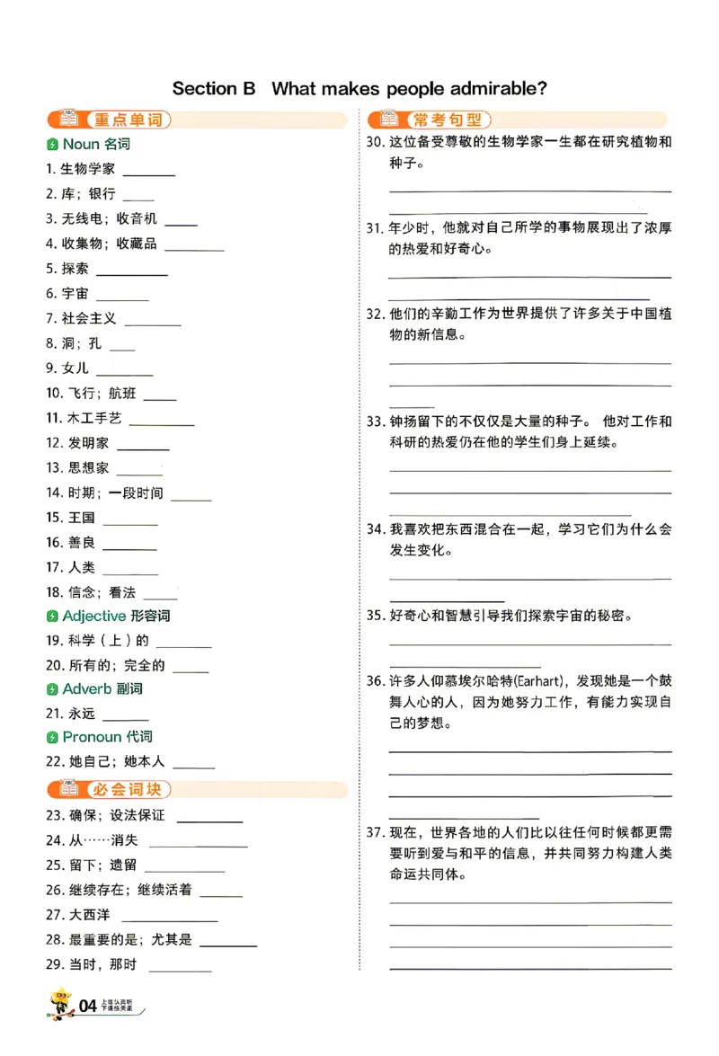 《默写本_2027版初中《天星一遍过》9年级上册（英语）（人教河南版）》第4页预览