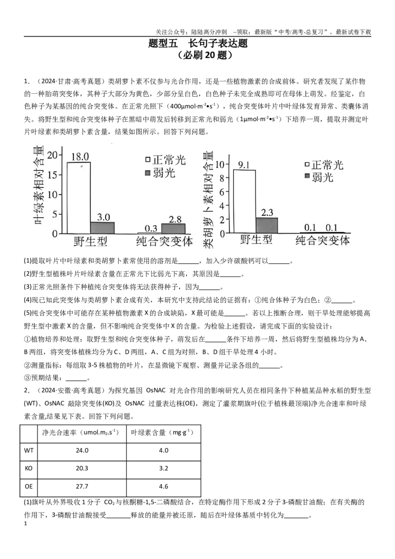《专题15长句子表达题（20题）（学生版）_06-生物-高考总复习_专项复习_2024年_2024年新高考生物总复习高频考点必刷800题_2025版》第1页预览