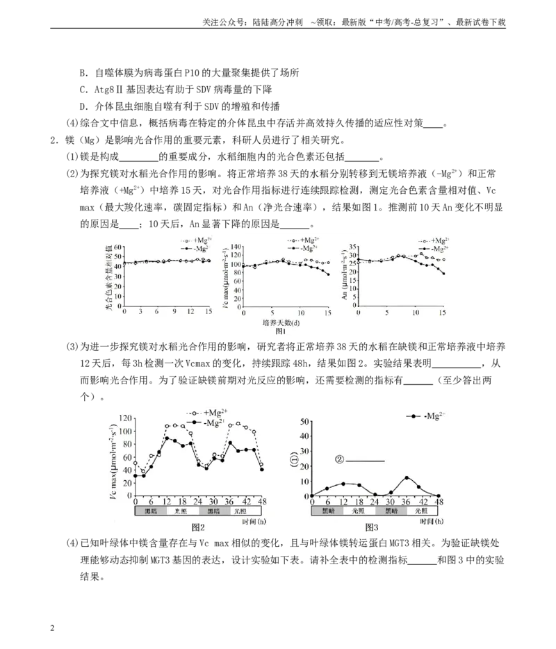 《考前第2天非选择题必刷30题（解析版）-27页_06-生物-高考总复习_专项复习_2024年_2024年高考生物高分考前必刷系列_资料_1-资料》第2页预览