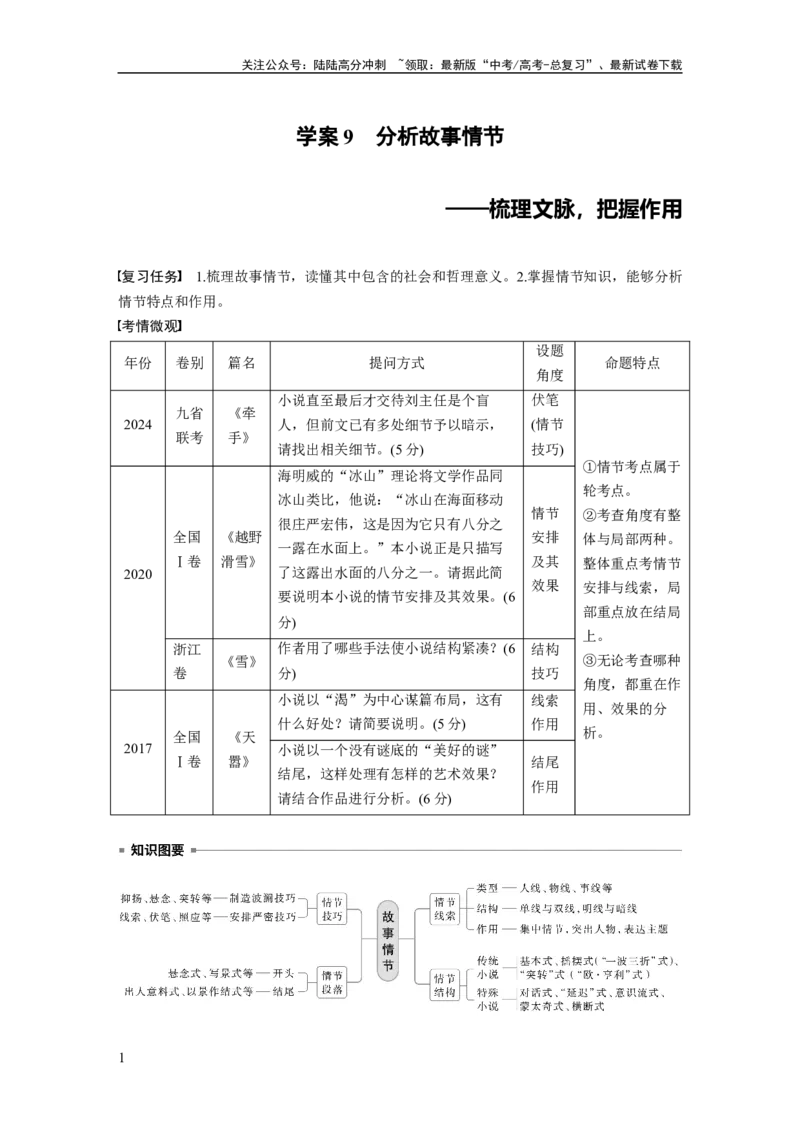 《板块二　学案9　分析故事情节——梳理文脉，把握作用_一轮复习_2025年_2025年大一轮复习讲义人教版语文_资料_1-资料_大一轮复习讲义学生专用_全书_大一轮复习讲义》第1页预览
