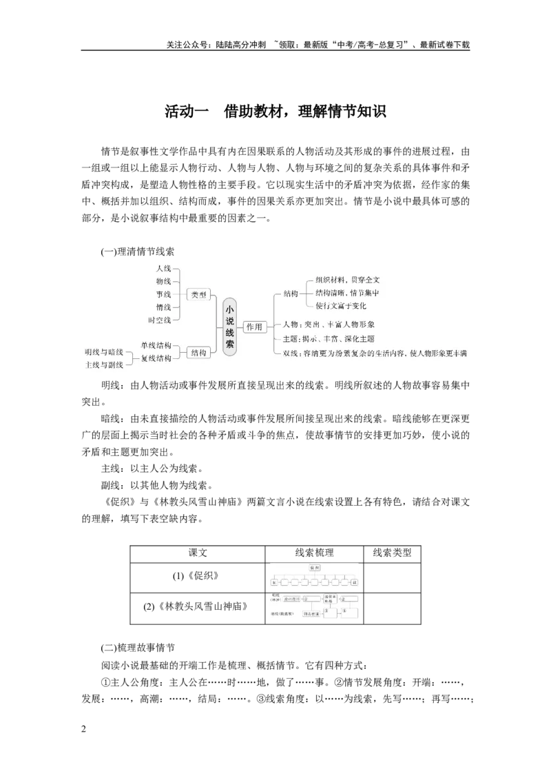 《板块二　学案9　分析故事情节——梳理文脉，把握作用_一轮复习_2025年_2025年大一轮复习讲义人教版语文_资料_1-资料_大一轮复习讲义学生专用_全书_大一轮复习讲义》第2页预览