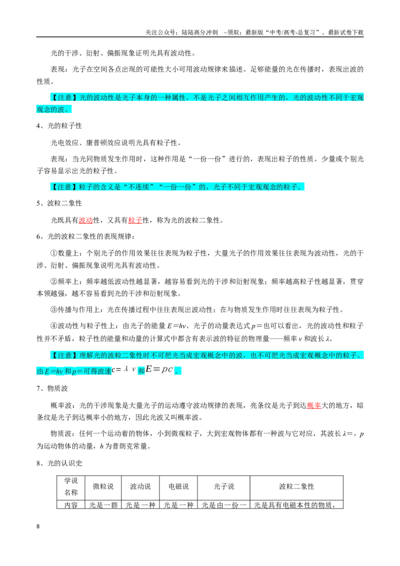 《专题18近代物理（教师版）_04-物理-高考总复习_一轮复习_2025年_2025年高考物理一轮复习知识清单（全国通用）》第8页预览
