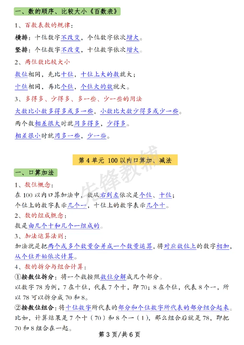 《一年级（下）数学知识点汇总《人教》_1年级下册同步教辅_1下-数学_一下数学-专项练习题》第3页预览