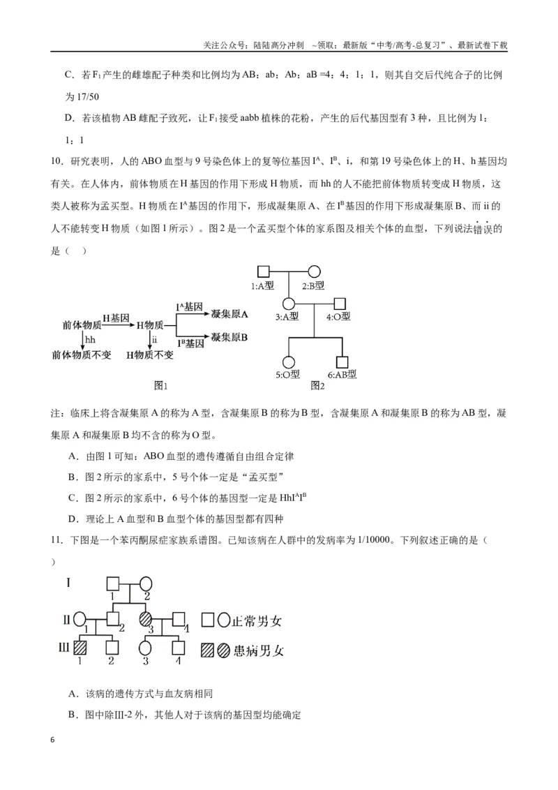《专题17自由组合（原卷版)_06-生物-高考总复习_一轮复习_2024年_2024年高考生物一轮复习重难点专项突破_资料》第6页预览