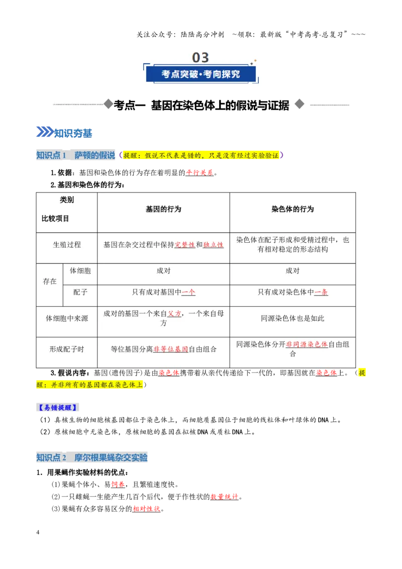 《第17讲伴性遗传和人类遗传病（复习讲义）（全国通用）（教师版）_06-生物-高考总复习_一轮复习_2026年-生物高考一轮复习_2026年高考生物一轮复习讲义+练习+课件（新教材新高考）-G55》第4页预览