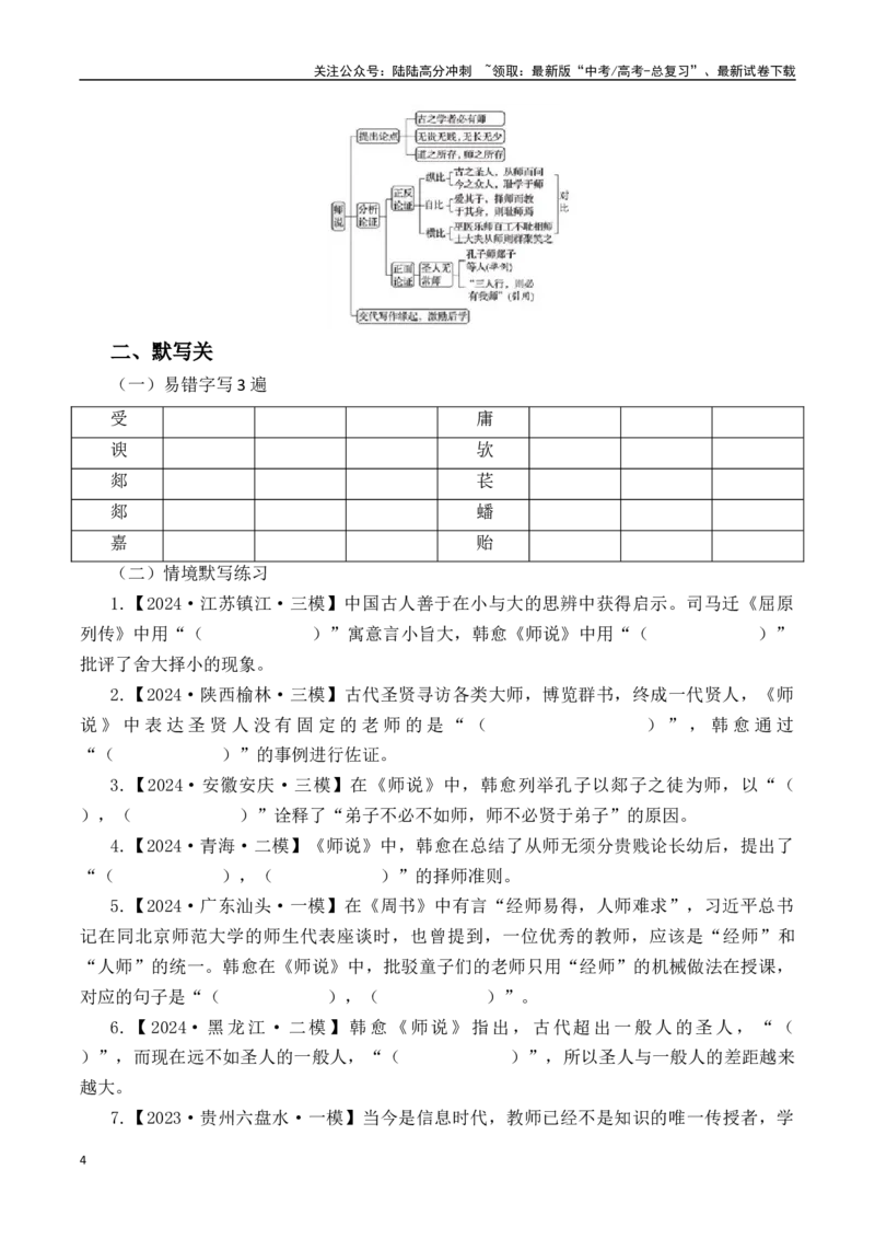 《突破三关：第5篇《师说》（解析版）_专项复习_2024年_2024年新高考语文必背古诗文60篇突破三关（知识关默写关阅读关）全攻略（全国通用）_资料_1-资料》第4页预览