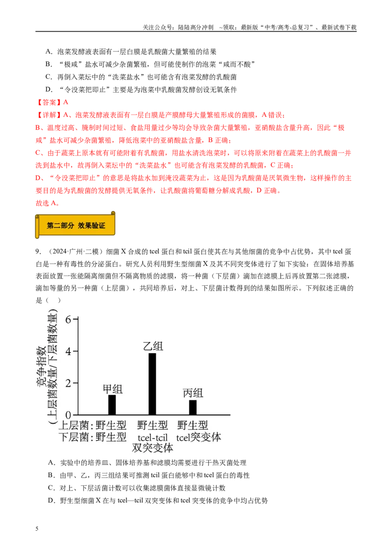 《专题12发酵工程（解析版）_06-生物-高考总复习_专项复习_2025年_2024年高考二模试题分类汇编生物新高考通用》第5页预览