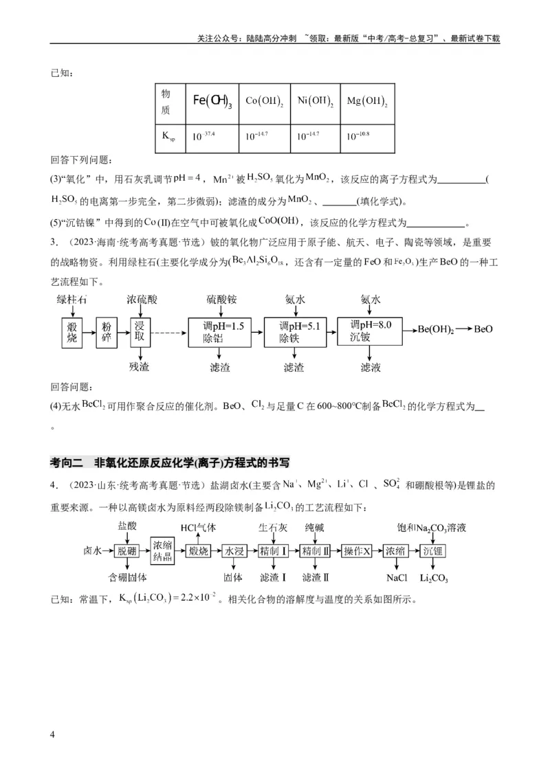 《热点01陌生化学(离子)方程式的书写-（学生版）_05-化学-高考总复习_专项复习_2024年_2024年高考化学热点·重点·难点专练（新高考专用）》第4页预览