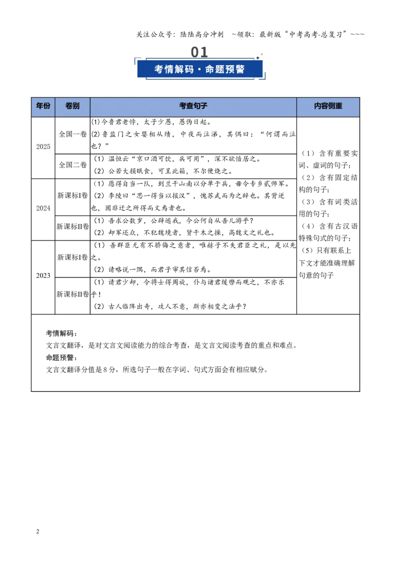 《第06讲文言文翻译（复习讲义）（全国通用）（学生版）_一轮复习_2026年-语文一轮复习_2026年高考语文一轮复习讲义+练习+课件（新教材新高考）-G55_2026版_专题六文言文阅读》第2页预览
