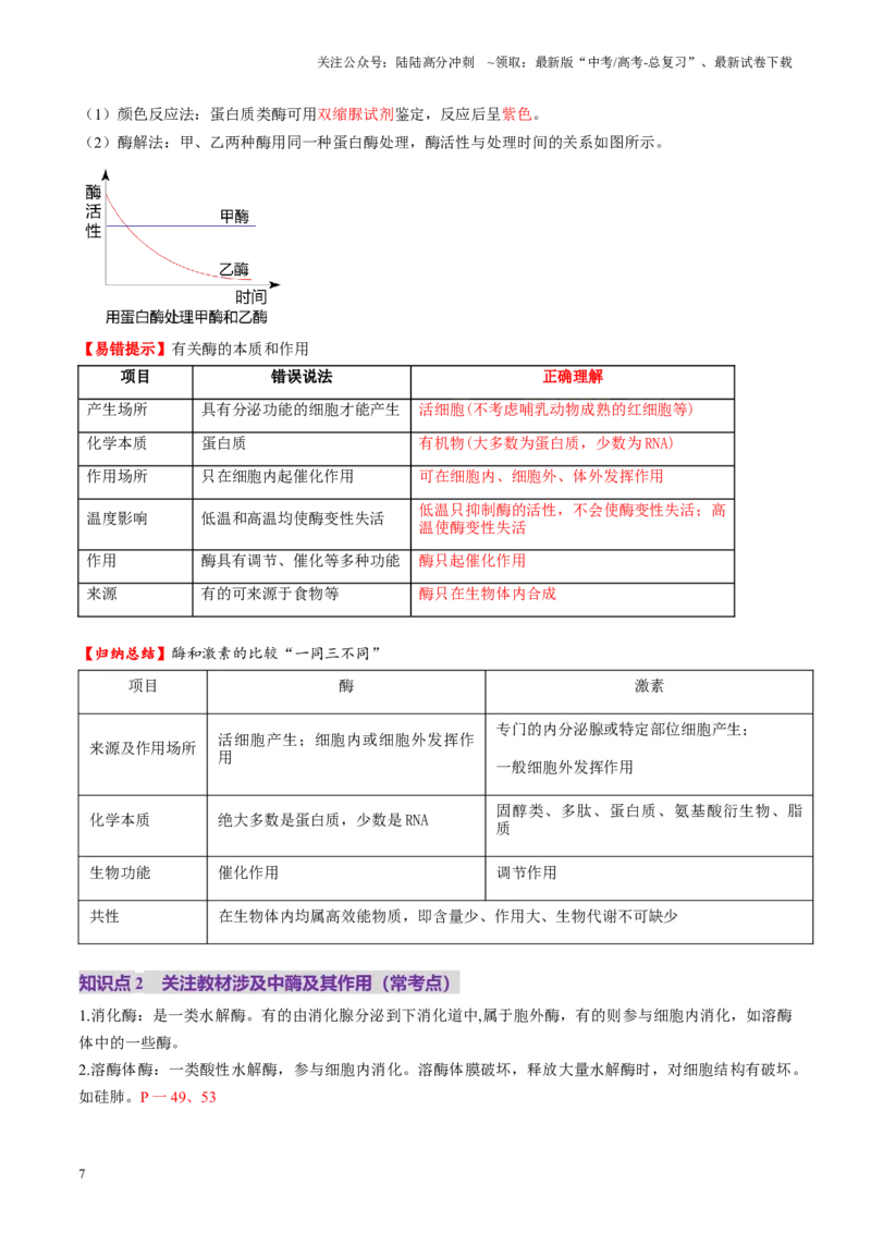 《第08讲酶和ATP（第一课时）（讲义）（教师版）_06-生物-高考总复习_一轮复习_2025年_2025年新高考生物一轮复习讲义PPT知识点习题训_资料_第三单元细胞的能量供应和利用》第7页预览