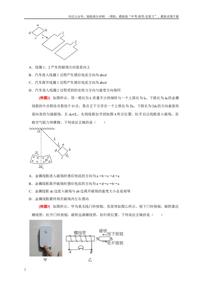 《专题12电磁感应（原卷版）_04-物理-高考总复习_专项复习_2024年_2024高考物理复习二级结论题型详解全面复习知识点_资料》第2页预览