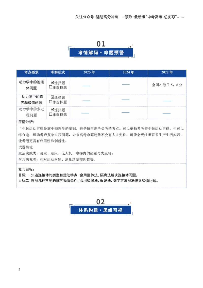 《第08讲牛顿运动定律的综合应用（复习讲义）（安徽专用）（教师版）_04-物理-高考总复习_一轮复习_2026年-物理高考一轮复习_2026年高考物理一轮课件+讲义+练习（安徽专用）-G326》第2页预览