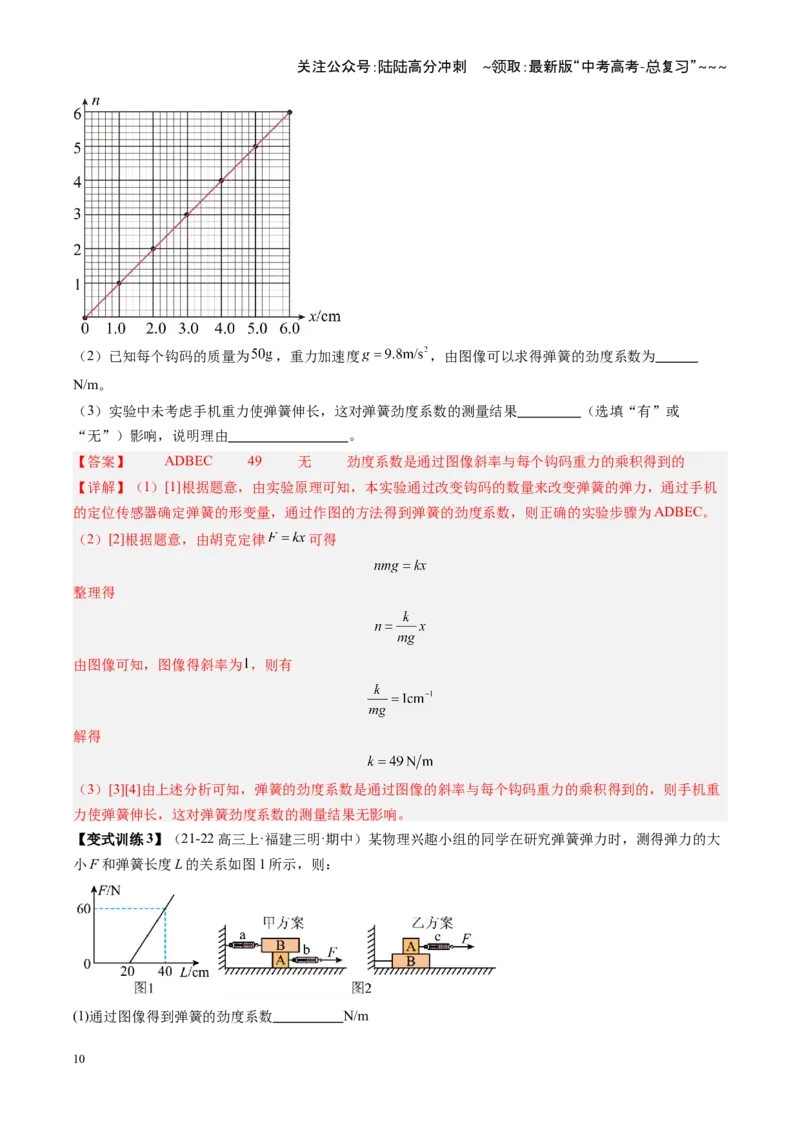 《第08讲实验：探究弹簧弹力与形变量的关系、实验：探究两个互成角度的力的合成规律（复习讲义）（福建专用）（教师版）_04-物理-高考总复习_一轮复习_2026年-物理高考一轮复习》第10页预览