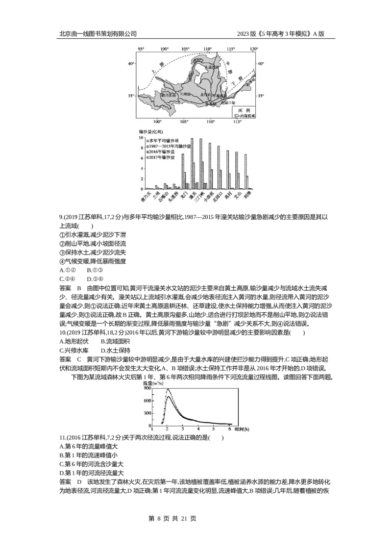 《1_4.10年高考真题(1)_2023版教学资源包_2023版新高考版选考总复习地理5·3A版_6_专题四地球上的水_4_10年高考真题分类题组》第8页预览