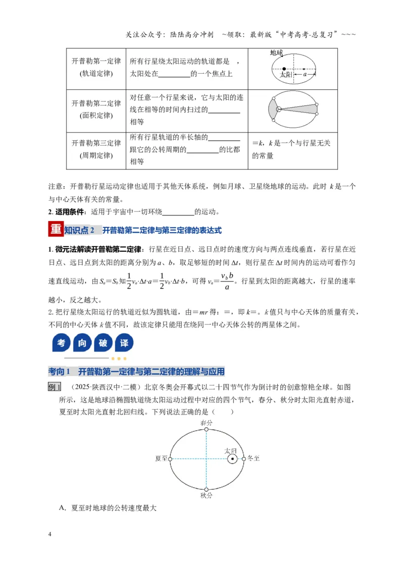 《第17讲万有引力定律及其应用（复习讲义）（湖南专用）（学生版）_04-物理-高考总复习_一轮复习_2026年-物理高考一轮复习_2026年高考物理一轮课件+讲义+练习（湖南专用）-G331》第4页预览