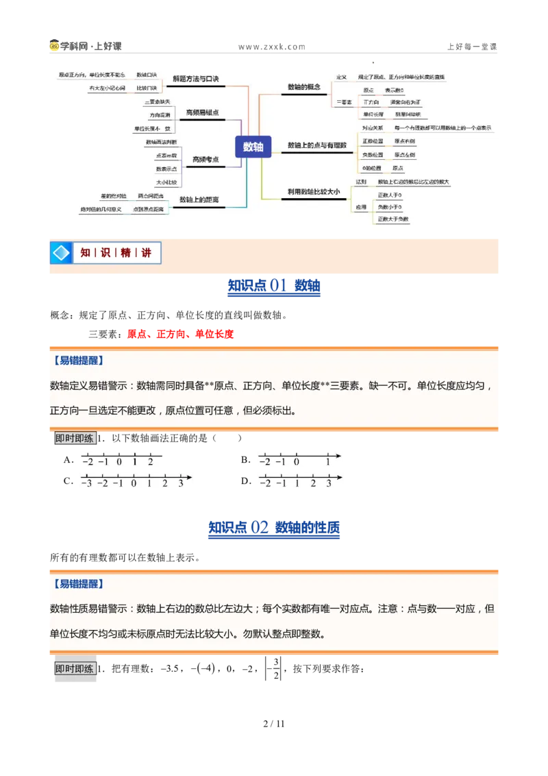 《北师2026版《暑假预习讲义》第06讲数轴（暑假预习讲义）（原卷版）新七年级数学新教材北师大版_26秋初中教辅资料_26秋初中《暑假预习》》第2页预览