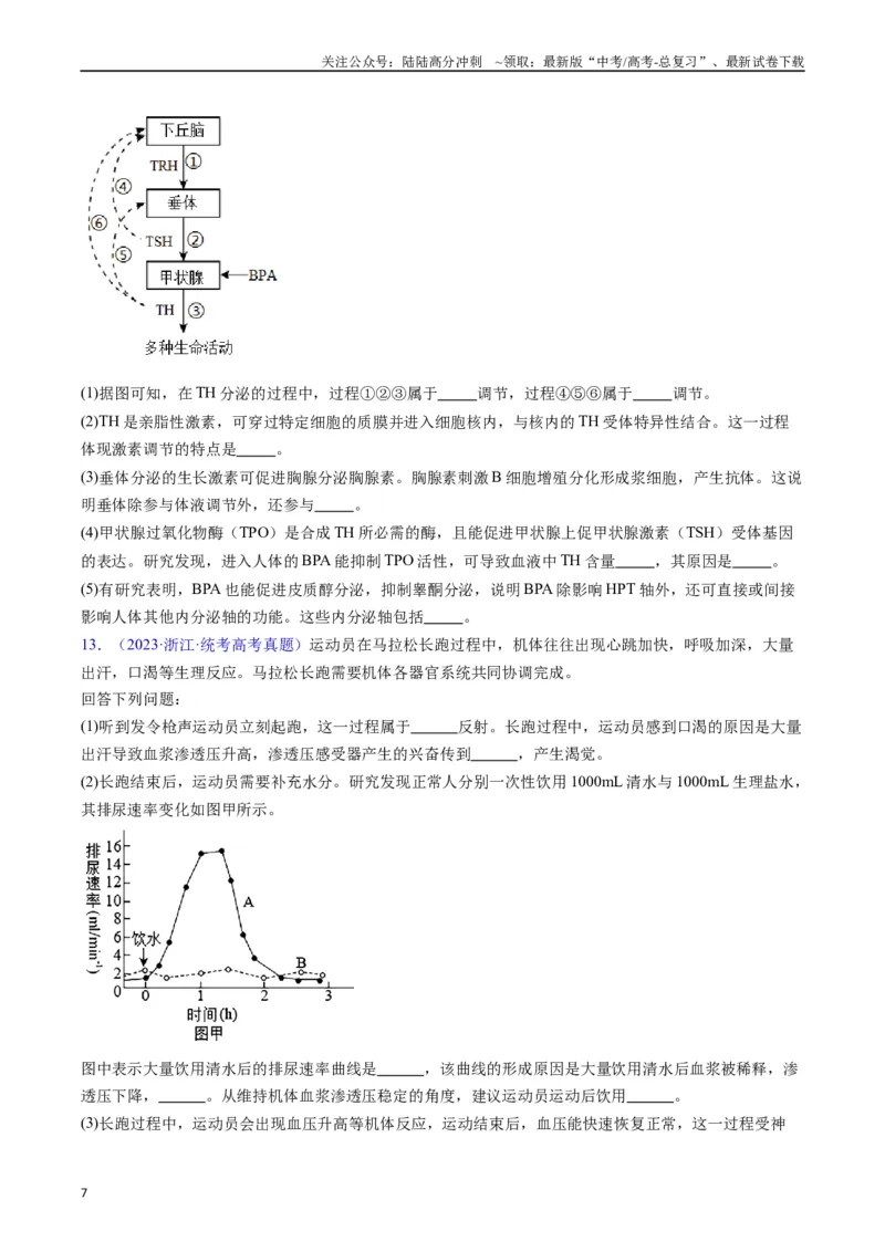 《专题15体液调节（全国通用）（原卷版）_06-生物-高考总复习_专项复习_2024年_2024年高考生物真题分类汇编（全国通用）》第7页预览