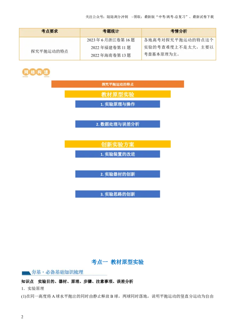 《第20讲探究平抛运动的特点（讲义）（解析版）_04-物理-高考总复习_一轮复习_2024年_2024年高考物理一轮复习讲练测（讲义+练习+课件）（新高考）_讲义+练习》第2页预览