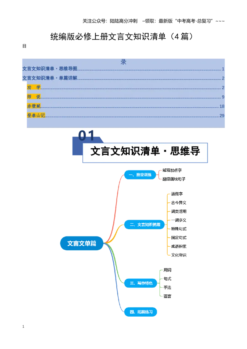 《统编版必修上册文言文知识清单（知识清单）（全国通用）（教师版）_一轮复习_2026年-语文一轮复习_2026年高考语文一轮复习讲义+练习+课件（新教材新高考）-G55_2026版_专题六文言文阅读》第1页预览
