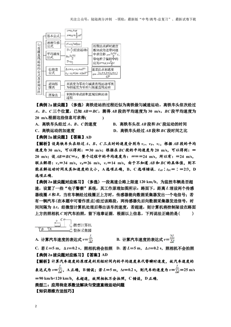 《知识点1：匀变速直线运动的规律及应用（拔尖教师版）_04-物理-高考总复习_一轮复习_2024年_2024届高考物理一轮复习讲义及对应练习拔尖版（原卷+解析）_资料》第2页预览