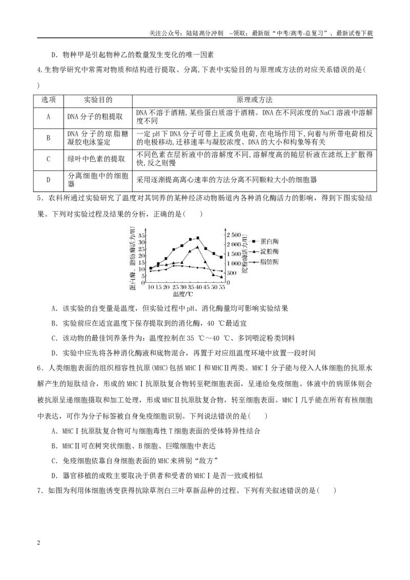 《模拟卷01（福建专用）（考试版）_06-生物-高考总复习_专项复习_2025年_2025年高考生物模拟卷（福建专用）8套》第2页预览