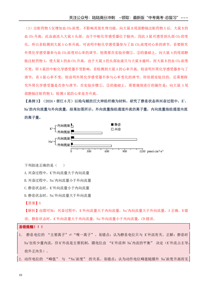 《培优专题14兴奋的传导和传递（高效培优讲义）（教师版）_06-生物-高考总复习_一轮复习_2026年-生物高考一轮复习_2026年高考生物一轮复习讲义+练习+课件（新教材新高考）-G55_2026版》第10页预览