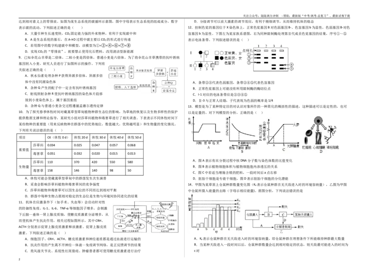 《生物（福建卷）（考试版A3）_06-生物-高考总复习_一轮复习_2025年_2025年高考生物第一次模拟卷24套》第2页预览