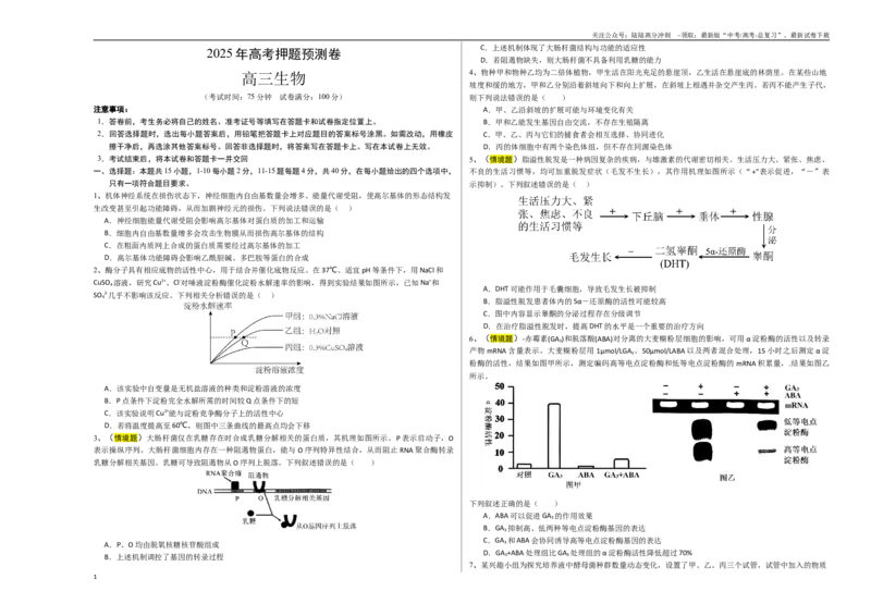 《生物（福建卷02）（考试版A3）_06-生物-高考总复习_专项复习_2025年_2025年高考押题预测卷（多地区）生物》第1页预览