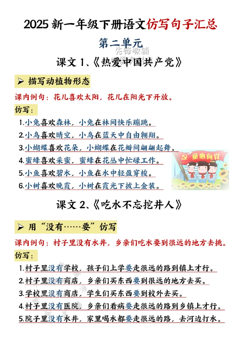 《一年级（下）语文仿写句子汇总-_1年级下册同步教辅_1下-语文_一下语文-知识点汇总》第1页预览