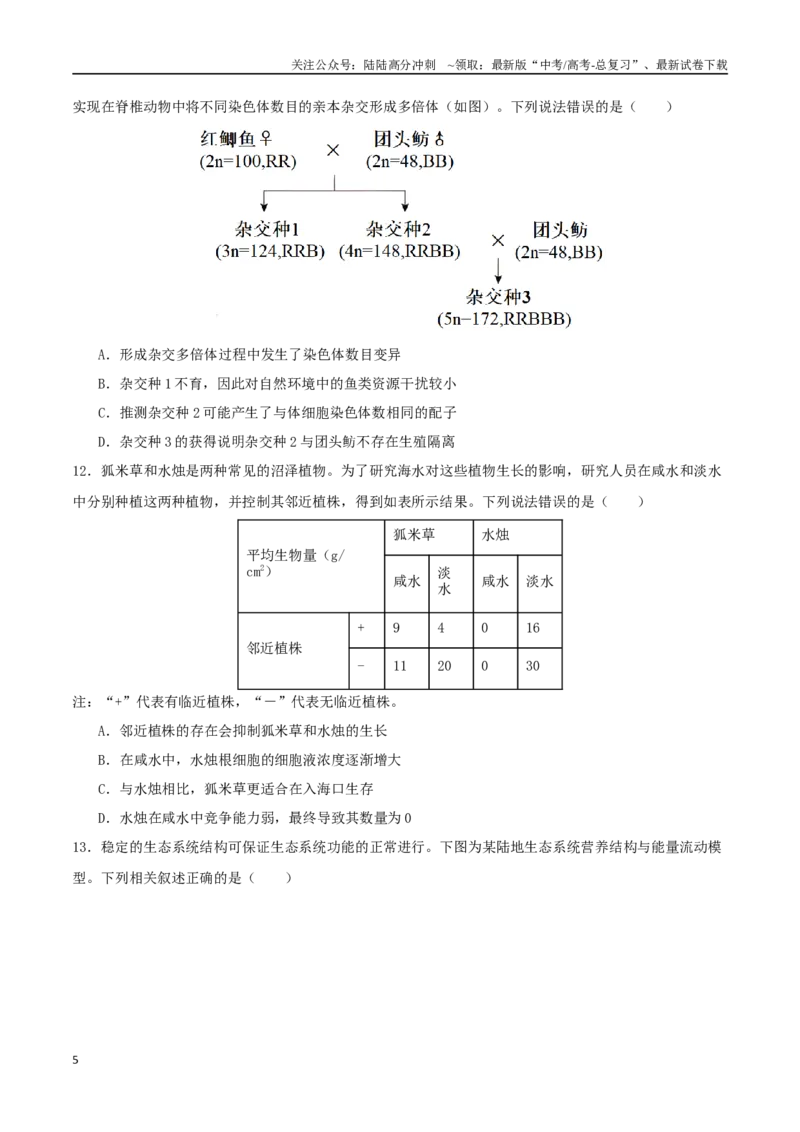《生物（湖北卷01）（考试版）_06-生物-高考总复习_专项复习_2025年_2025年高考押题预测卷（多地区）生物》第5页预览