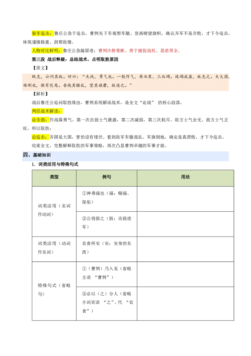 《统编2026年《暑假预习讲义》第05讲曹刿论战（暑假预习讲义）（原卷版）_26秋初中教辅资料_26秋初中《暑假预习》_2026秋《暑假自学课》9上语文（人教版）》第6页预览
