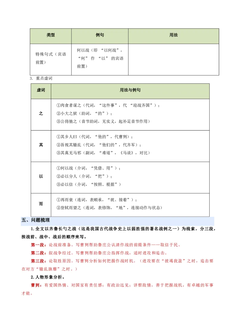 《统编2026年《暑假预习讲义》第05讲曹刿论战（暑假预习讲义）（原卷版）_26秋初中教辅资料_26秋初中《暑假预习》_2026秋《暑假自学课》9上语文（人教版）》第7页预览