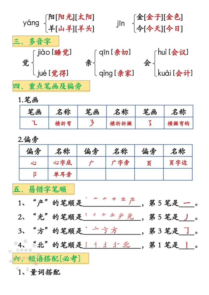 《一年级下册语文知识点汇总(1-4单元)_1年级下册同步教辅_1下-语文_一下语文-知识点汇总》第5页预览