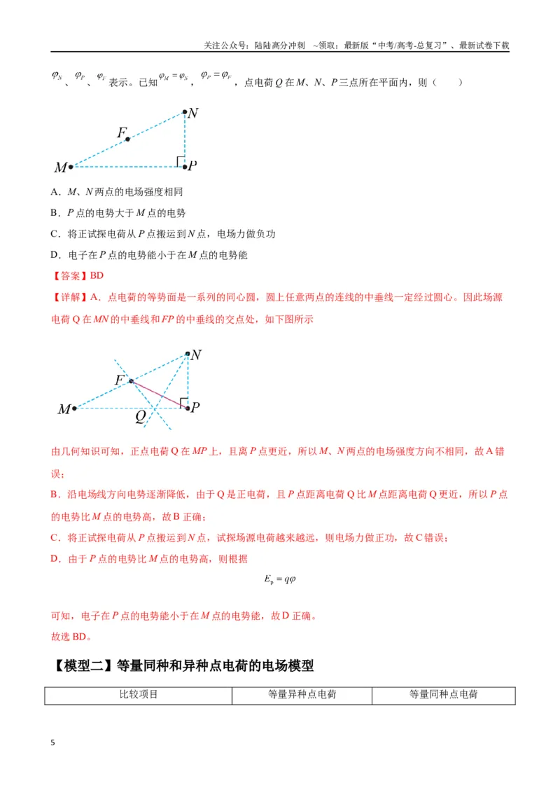 《专题12匀强电场中的“点线面迹”模型（教师版）_04-物理-高考总复习_专项复习_2025年_2025年高中高考物理模型与方法_资料_2高中物理模型与方法》第5页预览