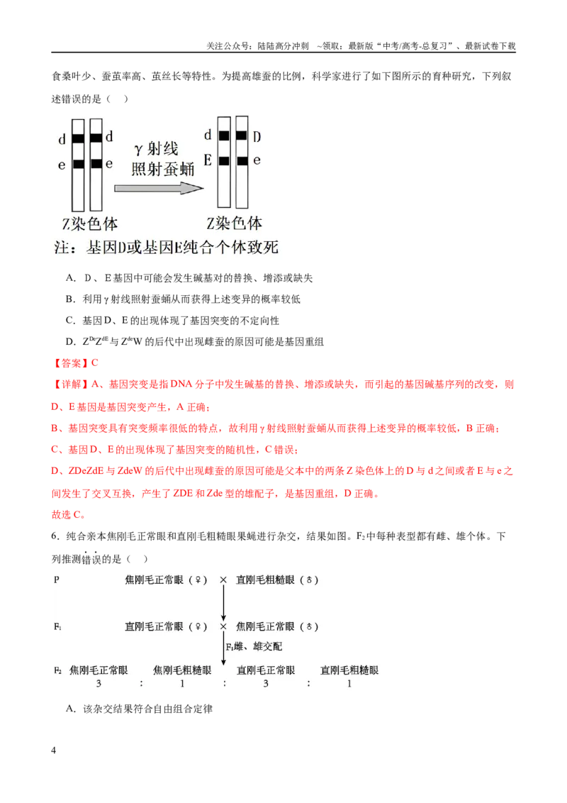 《第08讲伴性遗传和人类遗传病（练习）（解析版）_06-生物-高考总复习_二轮复习_2024年_2024年高考生物二轮复习讲练测（新教材新高考）_配套练习》第4页预览