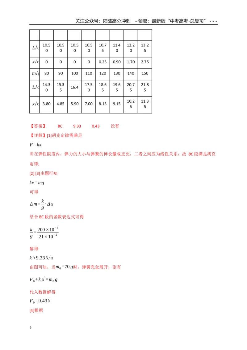 《第08讲实验：探究弹簧弹力与形变量的关系、实验：探究两个互成角度的力的合成规律（专项训练）（四川专用）（教师版）_04-物理-高考总复习_一轮复习_2026年-物理高考一轮复习》第9页预览