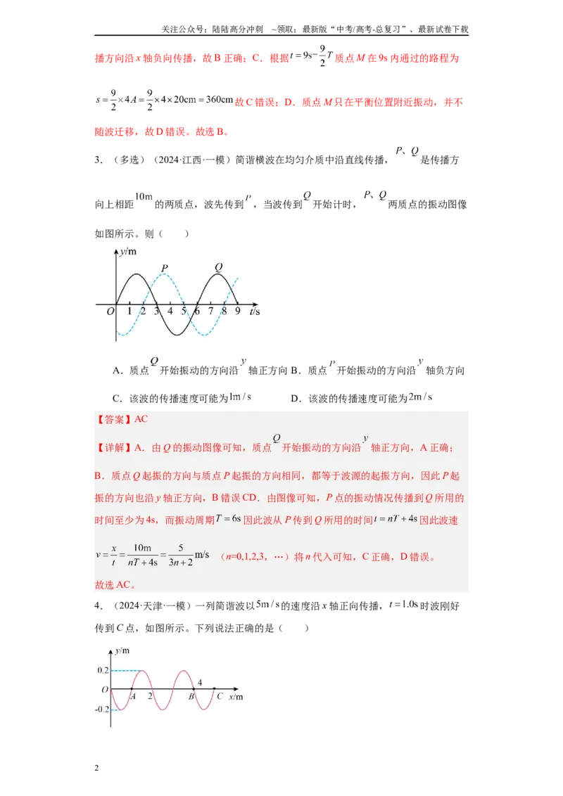 《专题12机械振动、机械波(解析版)_04-物理-高考总复习_专项复习_2025年_2024年高考一模试题分类汇编物理新高考专用》第2页预览