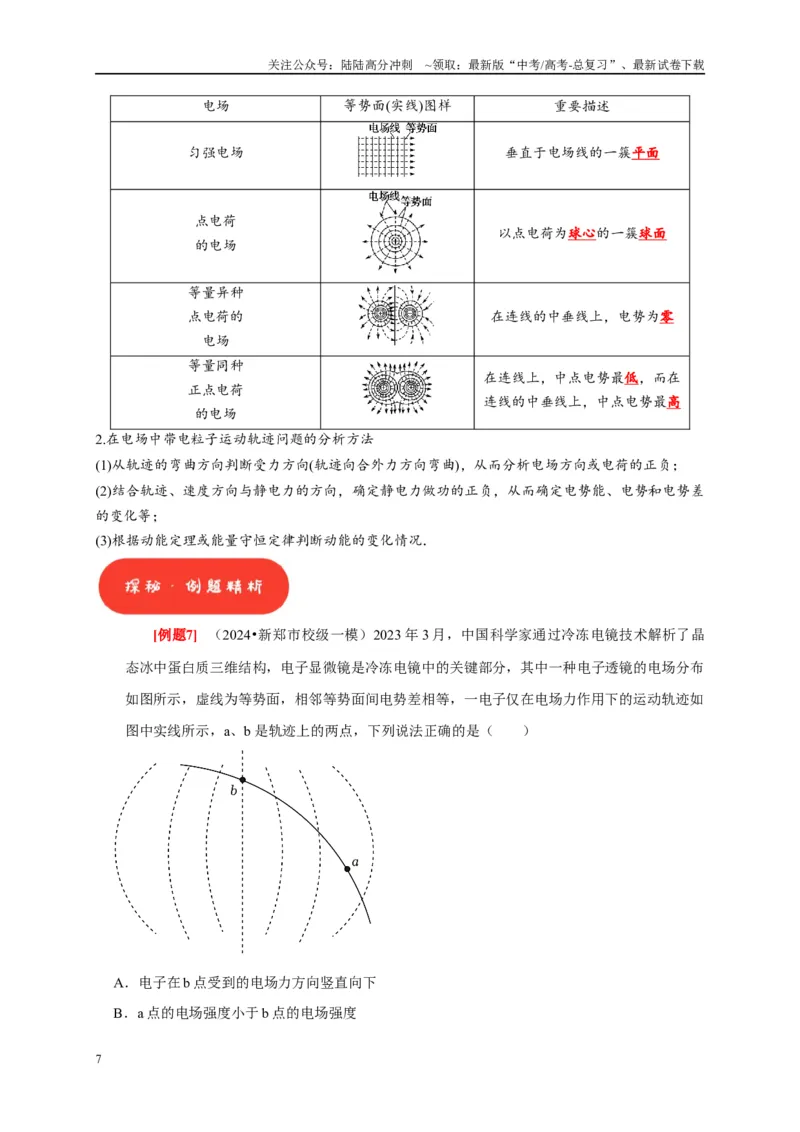 《第17讲　电场能的性质（解析版）_04-物理-高考总复习_一轮复习_2025年_2025届高考物理一轮复习考点精讲精练（全国通用）_资料_1-资料》第7页预览