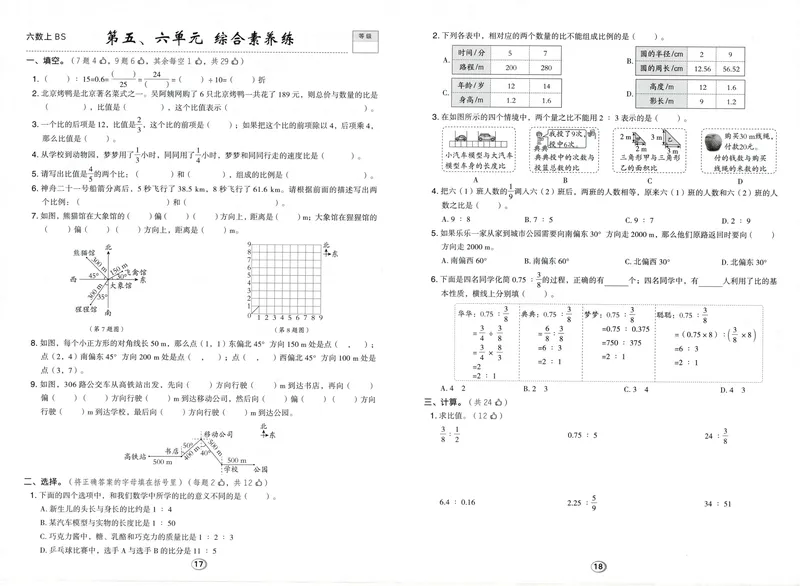 《综合素养练数学BS6上_26秋小学初中各机构教辅大合集（一本、教材帮、阳光同学、王朝霞、实验班、小典中点、上分卷、白欧、课堂笔记等等）_26秋小学教辅资料_26秋典中点北师数学6上》第9页预览