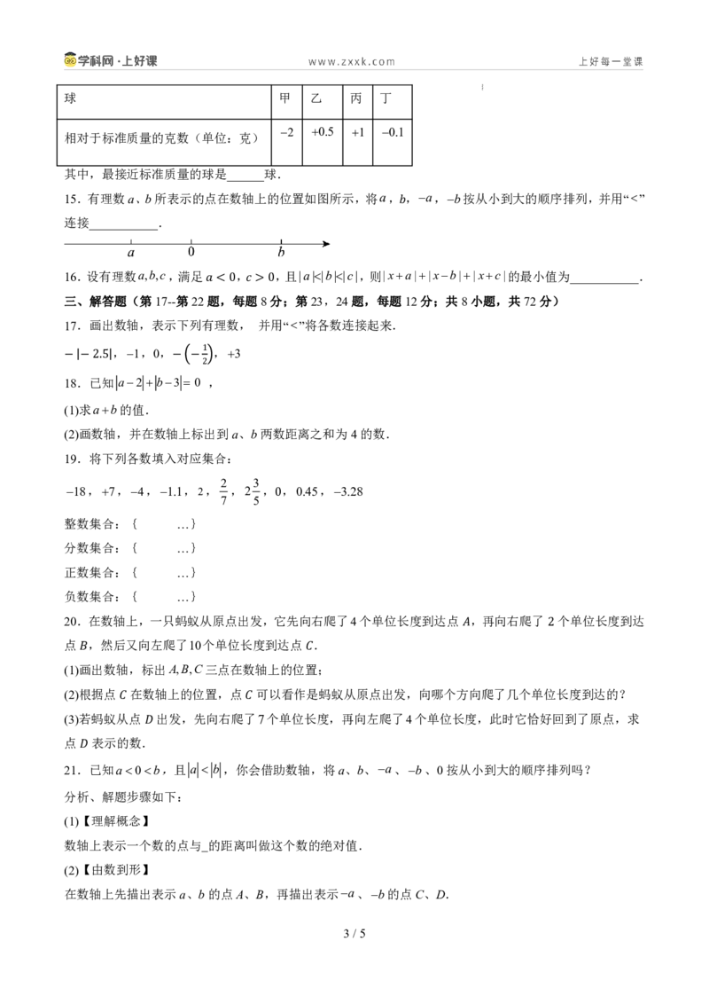 《第一章有理数（暑假单元自测）（原卷版）_26秋小学初中各机构教辅大合集（一本、教材帮、阳光同学、王朝霞、实验班、小典中点、上分卷、白欧、课堂笔记等等）_26秋初中教辅资料》第3页预览
