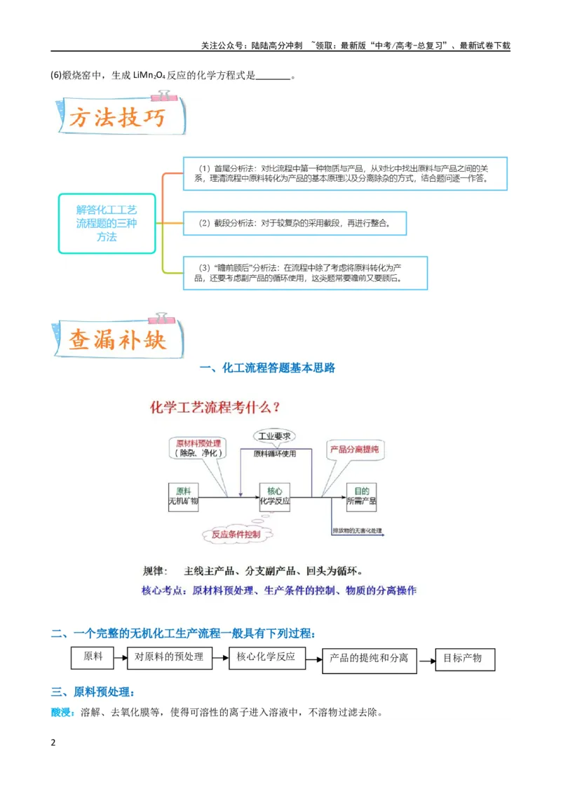 《升级版微专题25化学工艺流程题-----原料的预处理（原卷版）(全国版)_05-化学-高考总复习_一轮复习_2024年_2024高考化学一轮复习考点微专题考情分析经典真题_资料》第2页预览