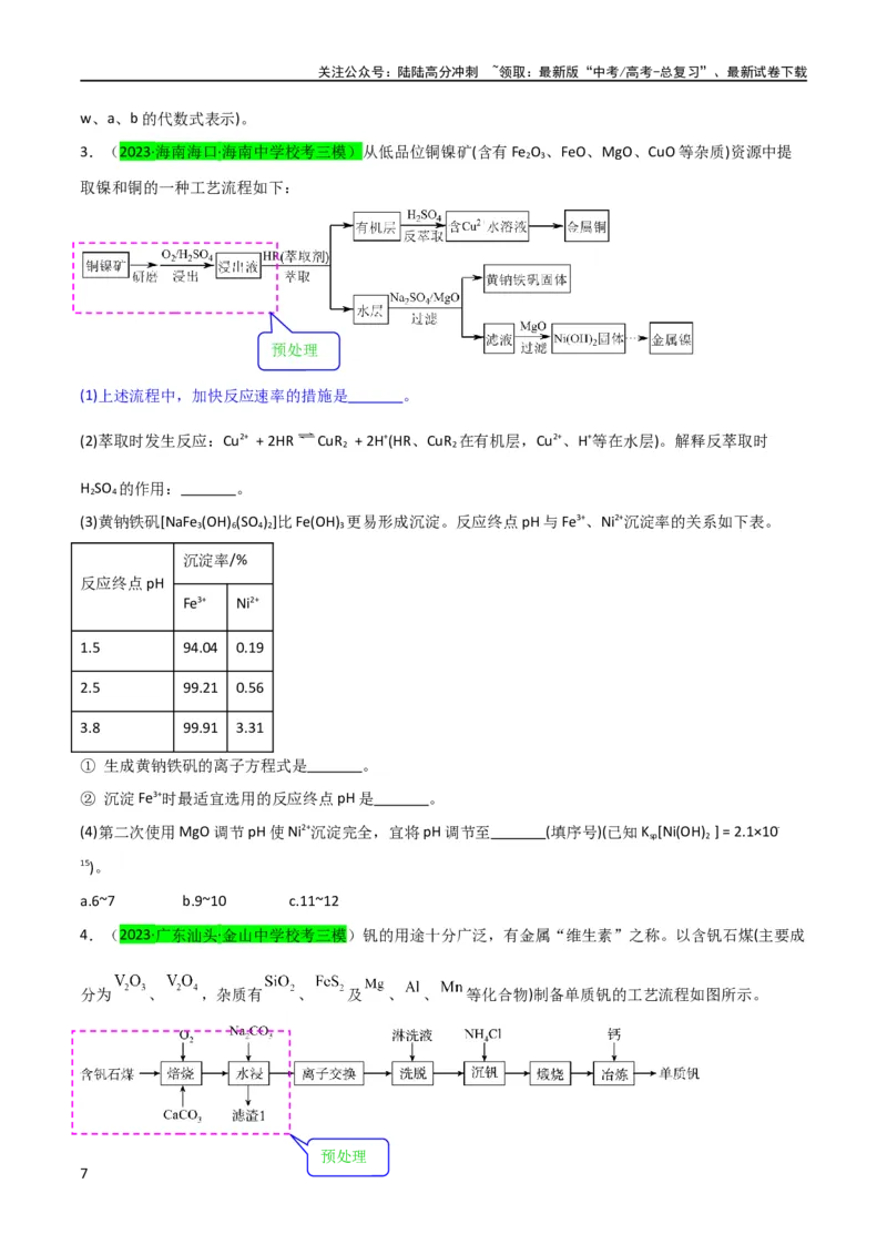 《升级版微专题25化学工艺流程题-----原料的预处理（原卷版）(全国版)_05-化学-高考总复习_一轮复习_2024年_2024高考化学一轮复习考点微专题考情分析经典真题_资料》第7页预览
