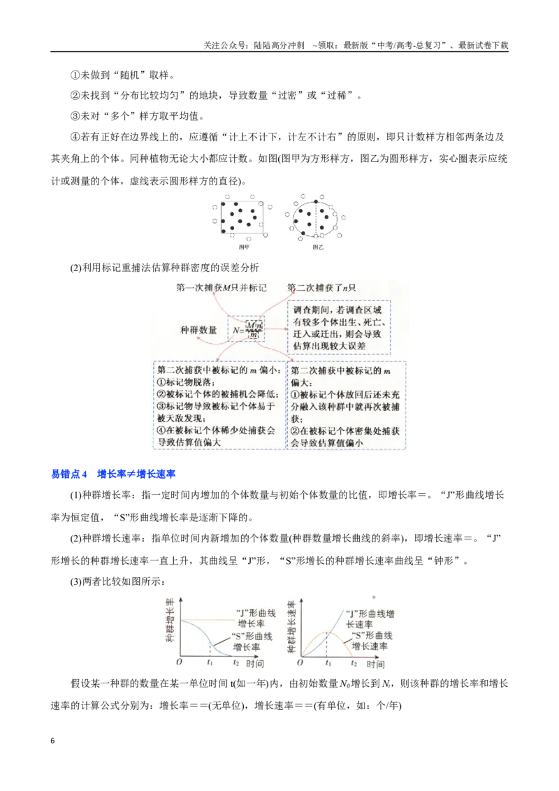 《知识清单27种群及其动态（3大考点+8个易错点）_06-生物-高考总复习_一轮复习_2025年_2025年高考生物一轮复习知识清单（全国通用）》第6页预览